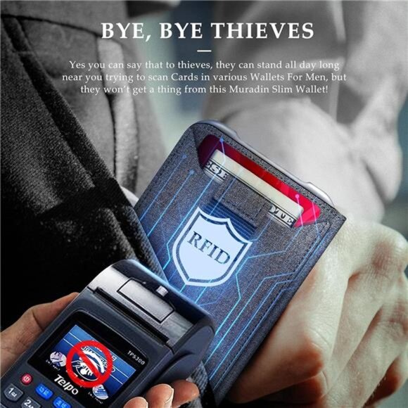 PU Leather Bifold Front Pocket Slim Wallet for Men, Aluminum Metal Travel - Picture 3 of 7